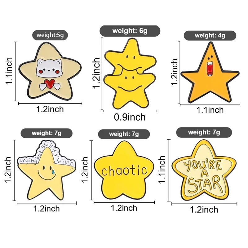 Cartoon Screaming Star Doing Your Best Enamel Pin Double Stack Smiling Star Bite Star Brooch Bag Badge Jewelry Gift for Friends