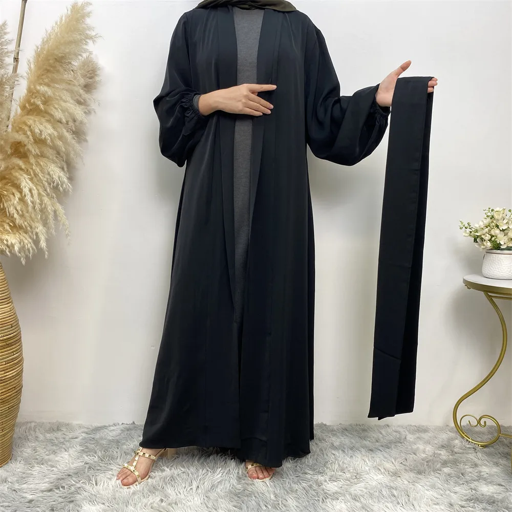 ผู้หญิงมุสลิมเจียมเนื้อเจียมตัว Abayas Eid Ramadan กิโมโนเสื้อสเวตเตอร์ถักดูไบตุรกี Kaftan เสื้อผ้าอิสลาม Femme Musulman เปิด Abaya ชุดยาว