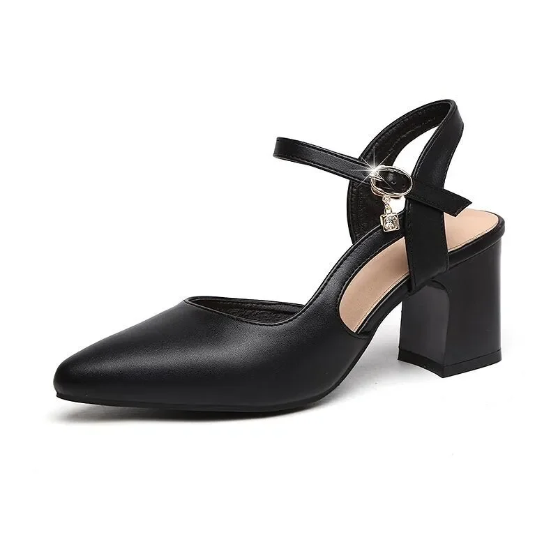 Zapatos De Mujer Women Cool Beige High Quality Patent Leather Buckle Strap High Heel Shoes for Office Lady Cute Black Pumps B69