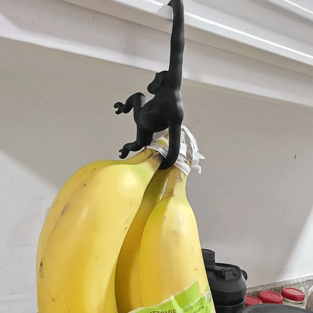 Practical 3D Printed Monkey Shaped Wall Hook Plastic Punch-free Banana Hook Decorative Fruit Hanging Hook Bedroom