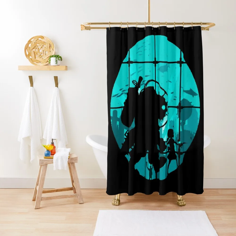 

Bioshock Blue Shower Curtain Curtains For The Bathroom Bathroom Curtain Box Shower Curtain Set