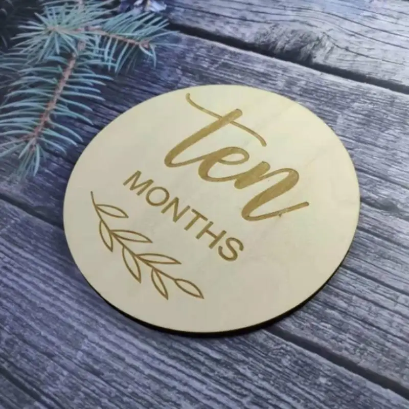 A5YC 12Pcs Photography Proop Baby Wooden Cards Newborn Monthly Growth Recording Cards