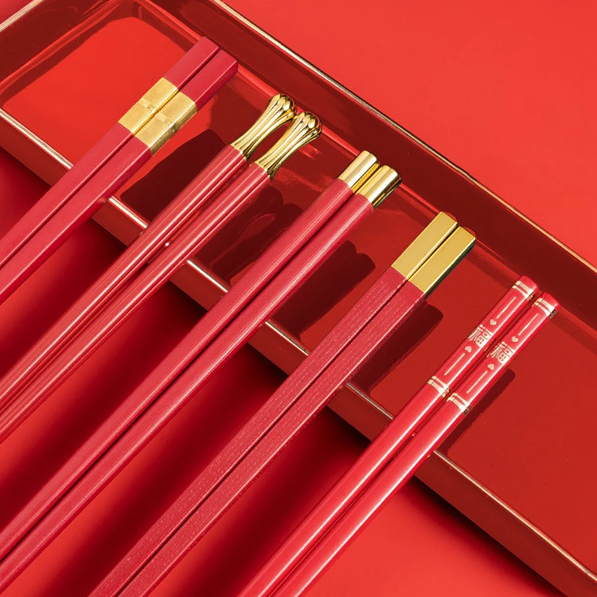 

5Pairs Red PET Plastics Chopsticks Set Household Kitchen Chopsticks Dinnerware Non-slip Sushi Chinese Chopsticks Party Tableware