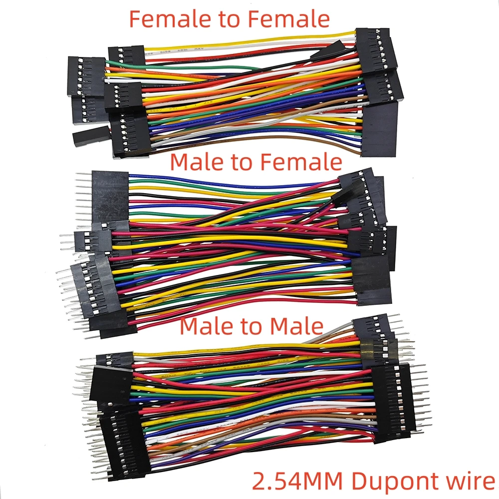 10PCS 2.54MM Pitch Dupont Line Female / Male 2P 3 4 5 6 7 8 9 10 Pin Dupont Cable Connector Jumper Cable Wire 10cm/20cm/30cm
