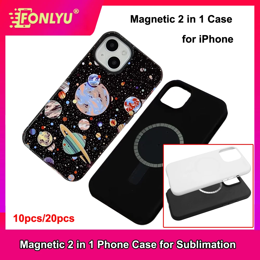 

FONLYU 10pcs MagSafe 2 in 1 Blank Case for iPhone 17 16 15 14 13 12 Pro Max Plus DIY 3D Sublimation Supplies Covers for Phones