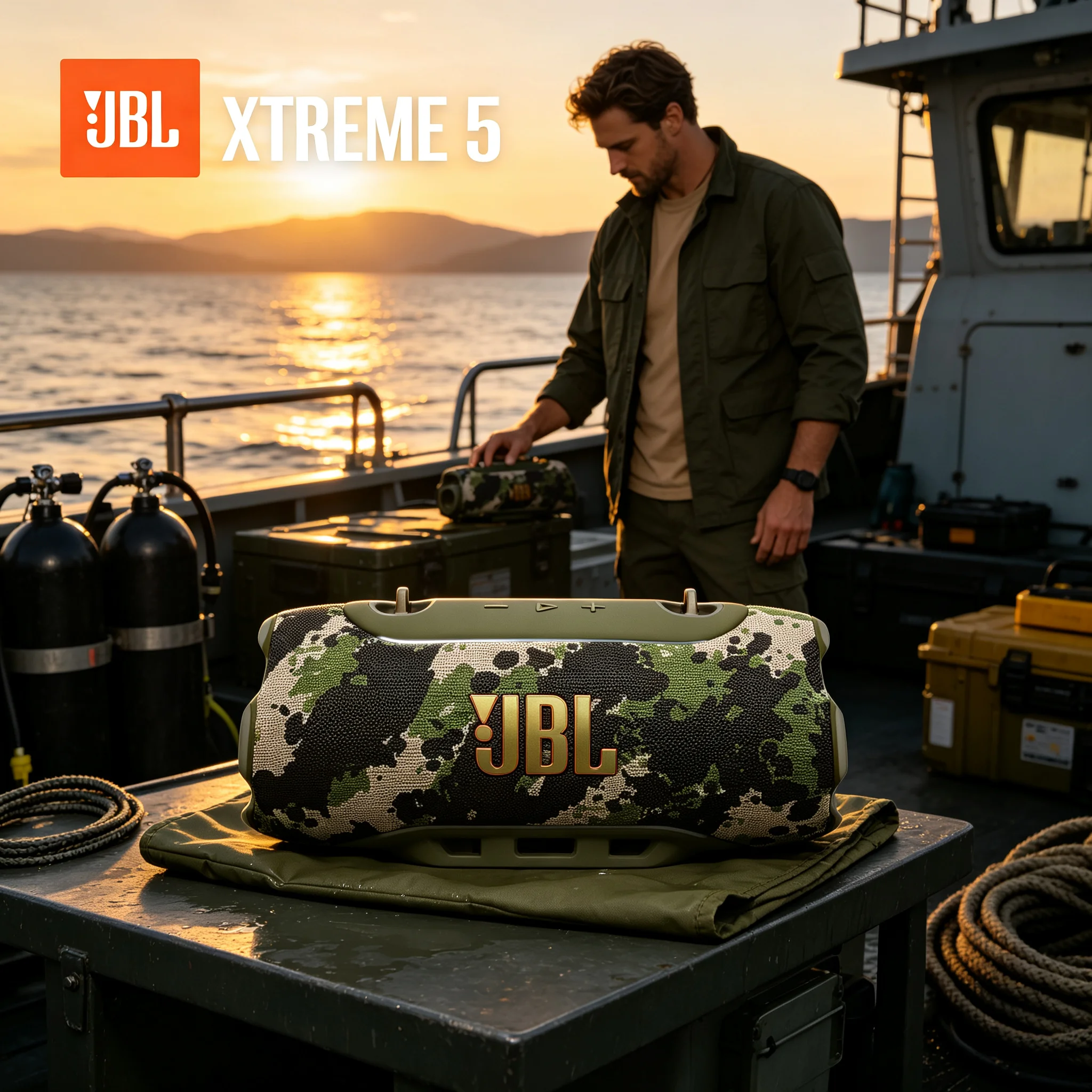 JBL XTREME5 Powerful Outdoor Sound Box With Ambient Edge Lighting, JBL Pro Deep Bass For Beach Camping & Backyard Gathering