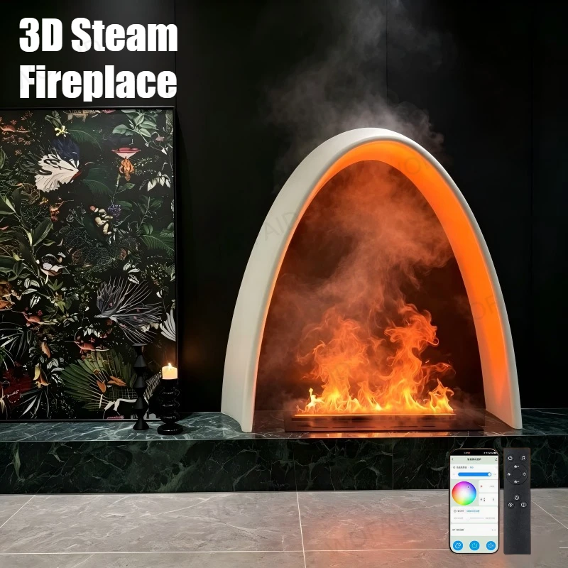 

Adjustable 3D Steam Fireplace with Flame Speed Control Mist 3D Flame with Remote Control for Easy Use mist technology firebox