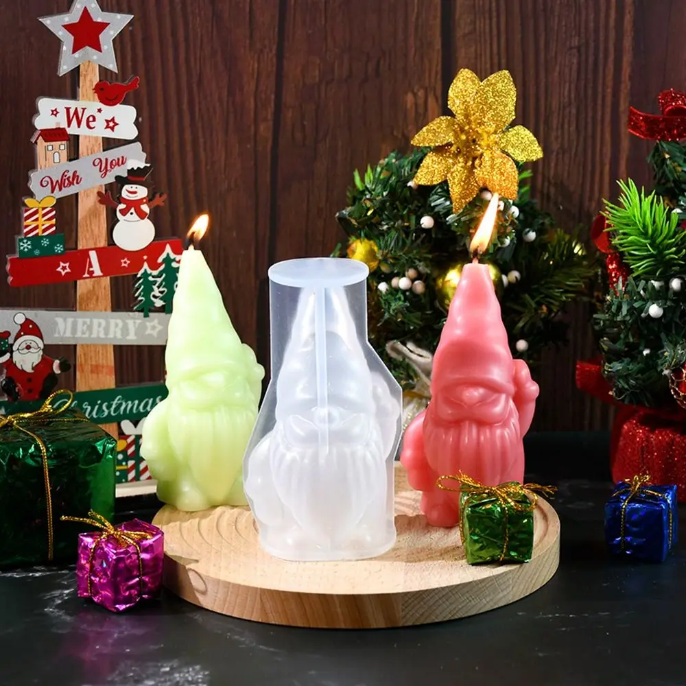 Molde de fundição de papai noel branco, molde epóxi de silicone 3d, gnome, vela, gadgets diy, acessórios artesanais, molde anão sem rosto