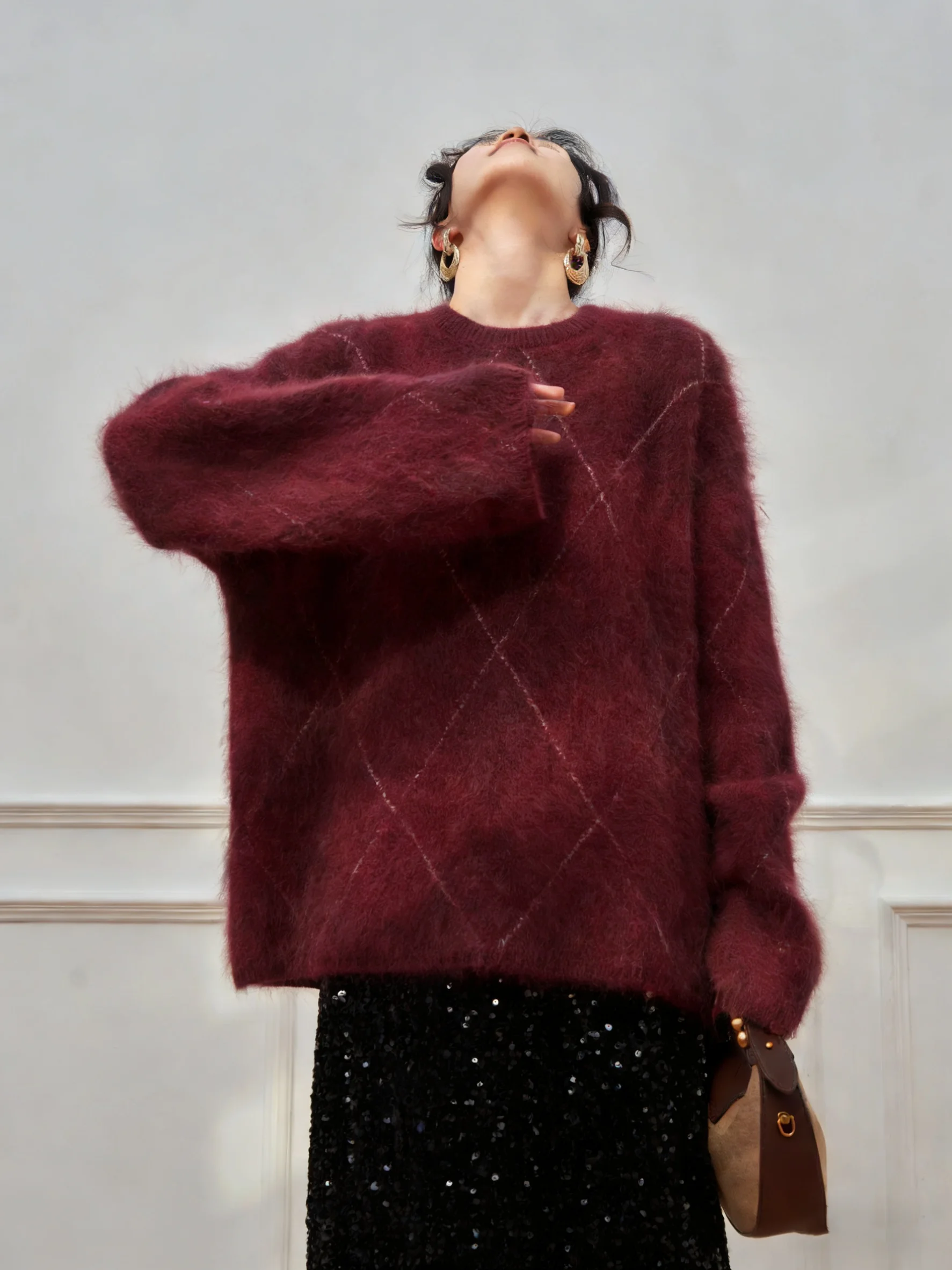 

Вязаный свитер с круглым вырезом Lattice Fce, ультрамодный, уникальный, для ношения как под одеждой, так и поверх, из полиэфирного волокна, теплый, зимний