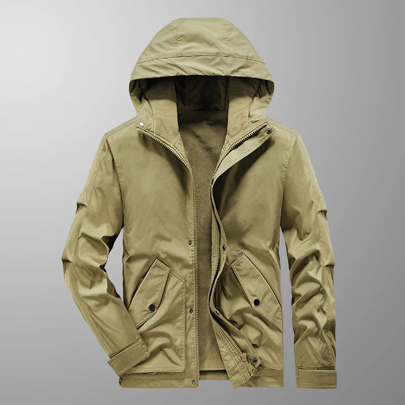 Autumn Winter New Men's Casual Outdoor Breathable Fleece Thermal Tooling Jacket
