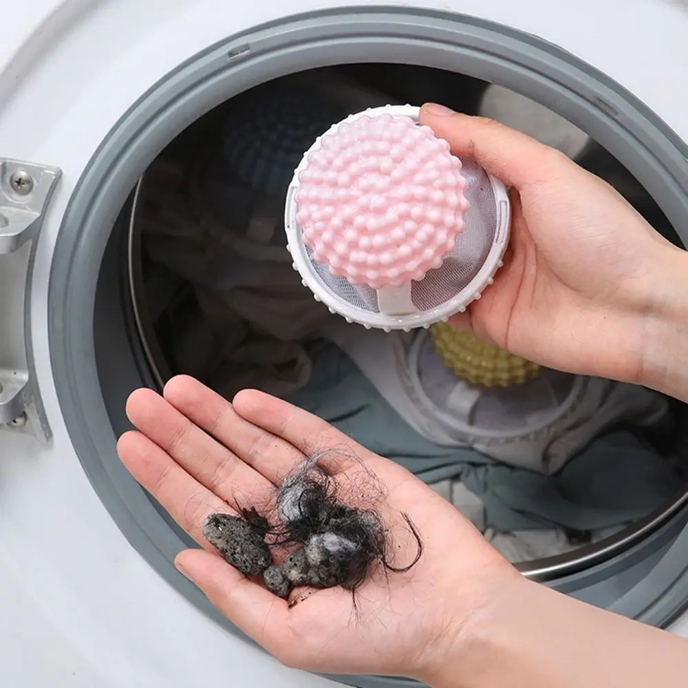 Plastic 2 in 1 Laundry Balls Reusable Hair Remove Solid Laundry Balls Dirt Clean Convex Floating Lint Filter Mesh Bag for Home