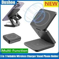 3 In 1 Foldable Magnetic Wireless Charger Stand For iPhone 16 15 14 13 Pro Max iWatch 10 9 AirPods Fast Charging Station Holder