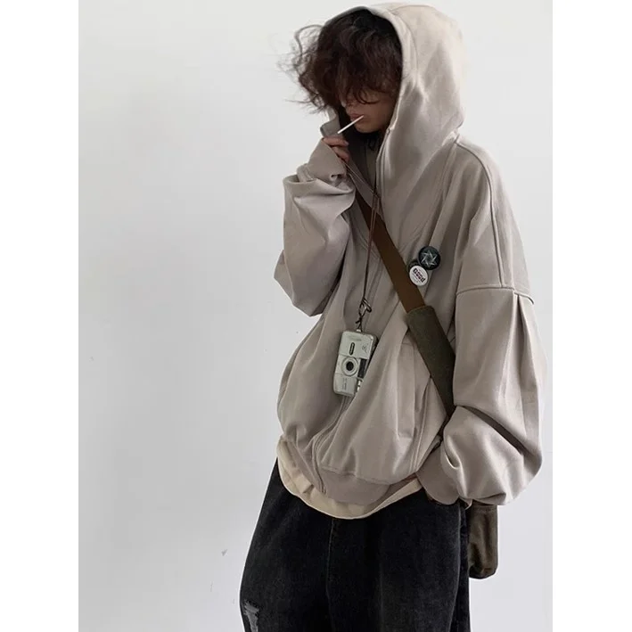 

Men's Oversized Sweatirt Zipper Sle Couple's Outerwear Vintage ape Bae College Sle Autumn Winter Large Size 300 Pou