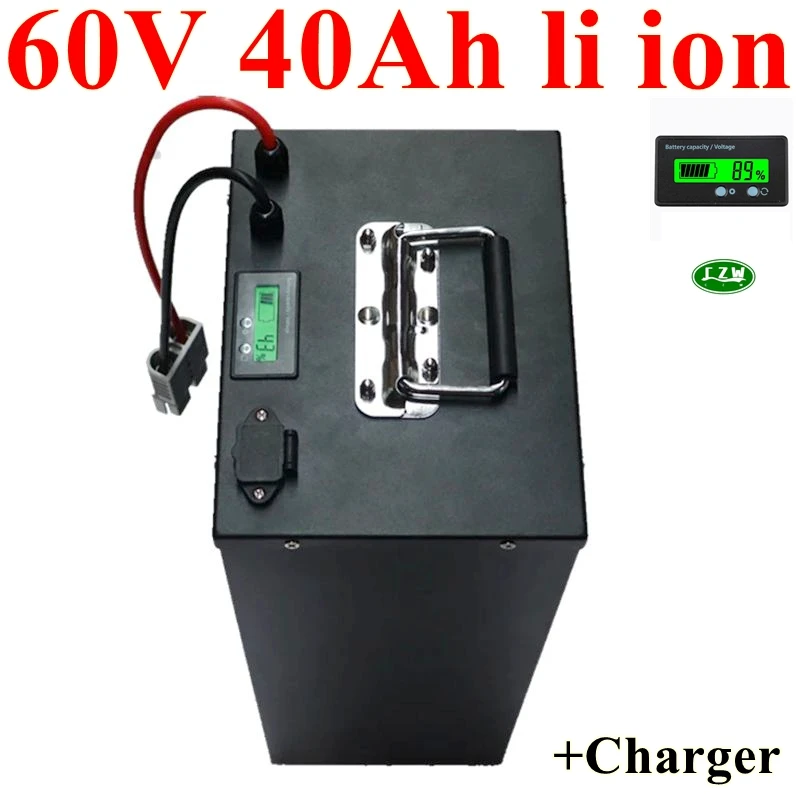 

czw waterproof 60v 40ah lithium ion bateria li ion BMS for 4000W 3000W Tricycle scooter bike Motorcycle go cart +5A charger bySh