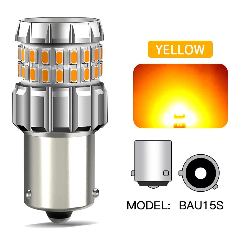 2Pcs 30-SMD 1156 PY21W BAU15S Car CANbus LED Turn Signal Lights Amber Light High Brightness Indicator Lamp Directional Lights