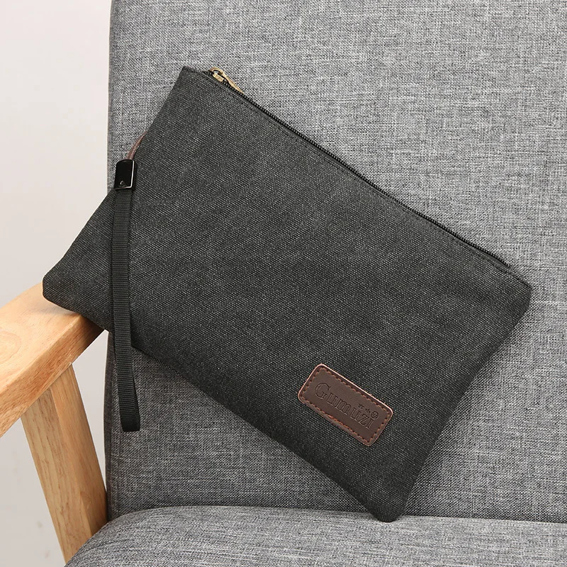 Zipper Wristlet Bag Canvas Soft Men Daily Use Clutch Bag Large Capacity Envelope Bag Light Money CellPhone Purses And Handbags