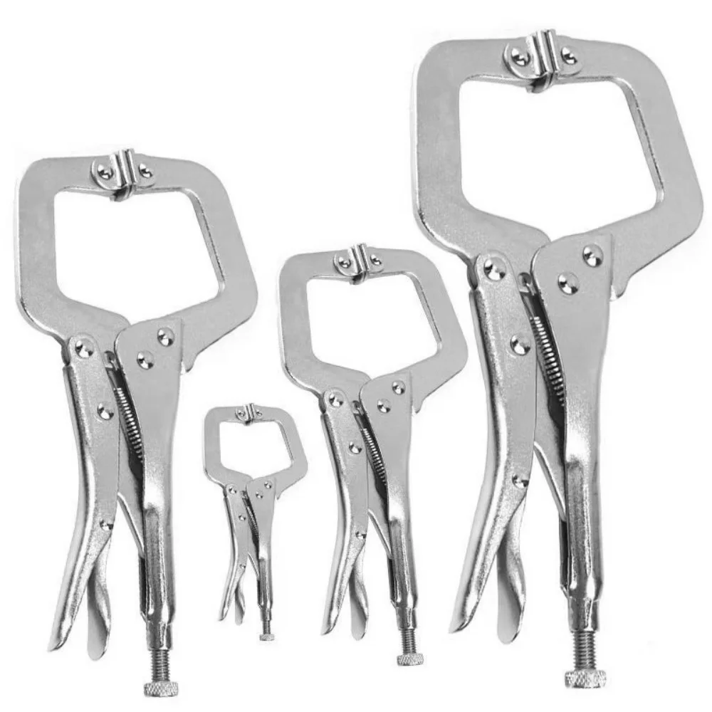 Heavy Duty C-Clamp Locking Pliers, Adjustable Welding Lock Clamp with Rotating Pads, Vice Grip Locking Pliers for Woodworking
