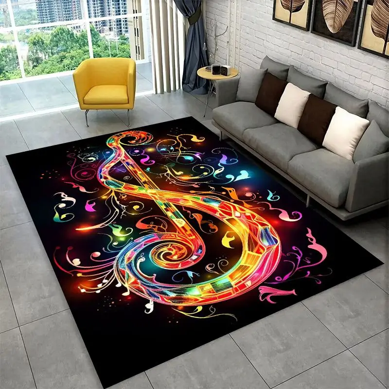 Fashion Musical Note Instrument Staff Art Large Area Rug Non-slip Durable Carpet for Bedroom Living Room Sofa Doormat Home Decor