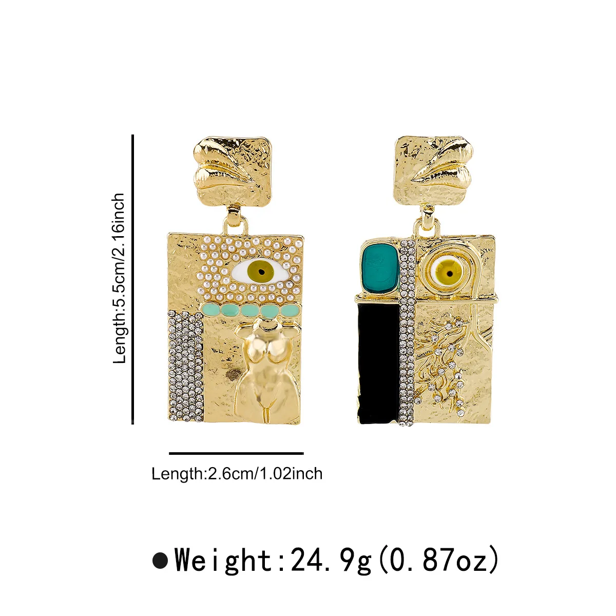 Exaggerated facial features, eye-catching crystal earrings, heavy tassel  earrings woman