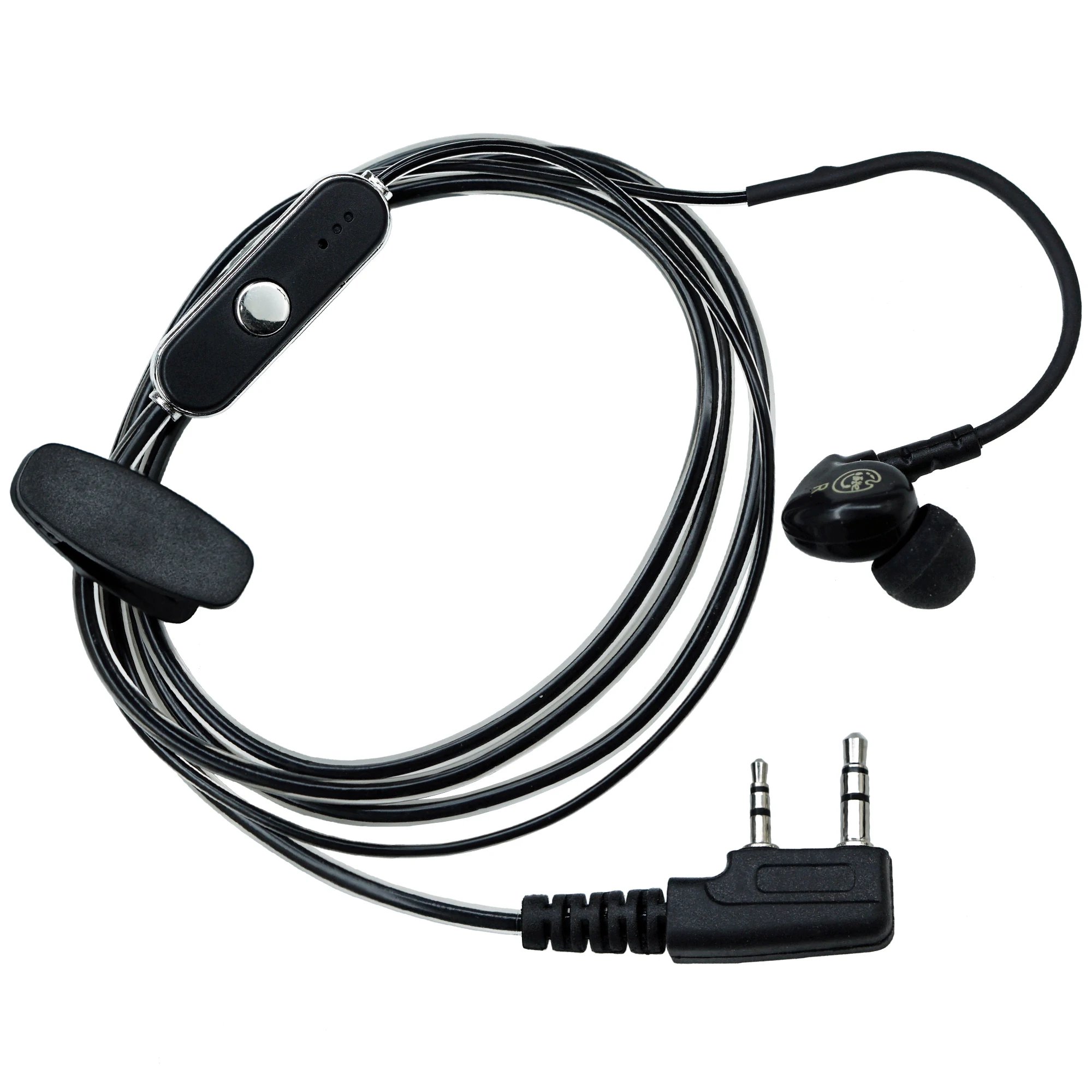 Auricular deportivo con gancho para la oreja tipo K de 2 pines con micrófono PTT, auriculares con cancelación de ruido compatibles con walkie talkies Baofeng UV-5R/888S