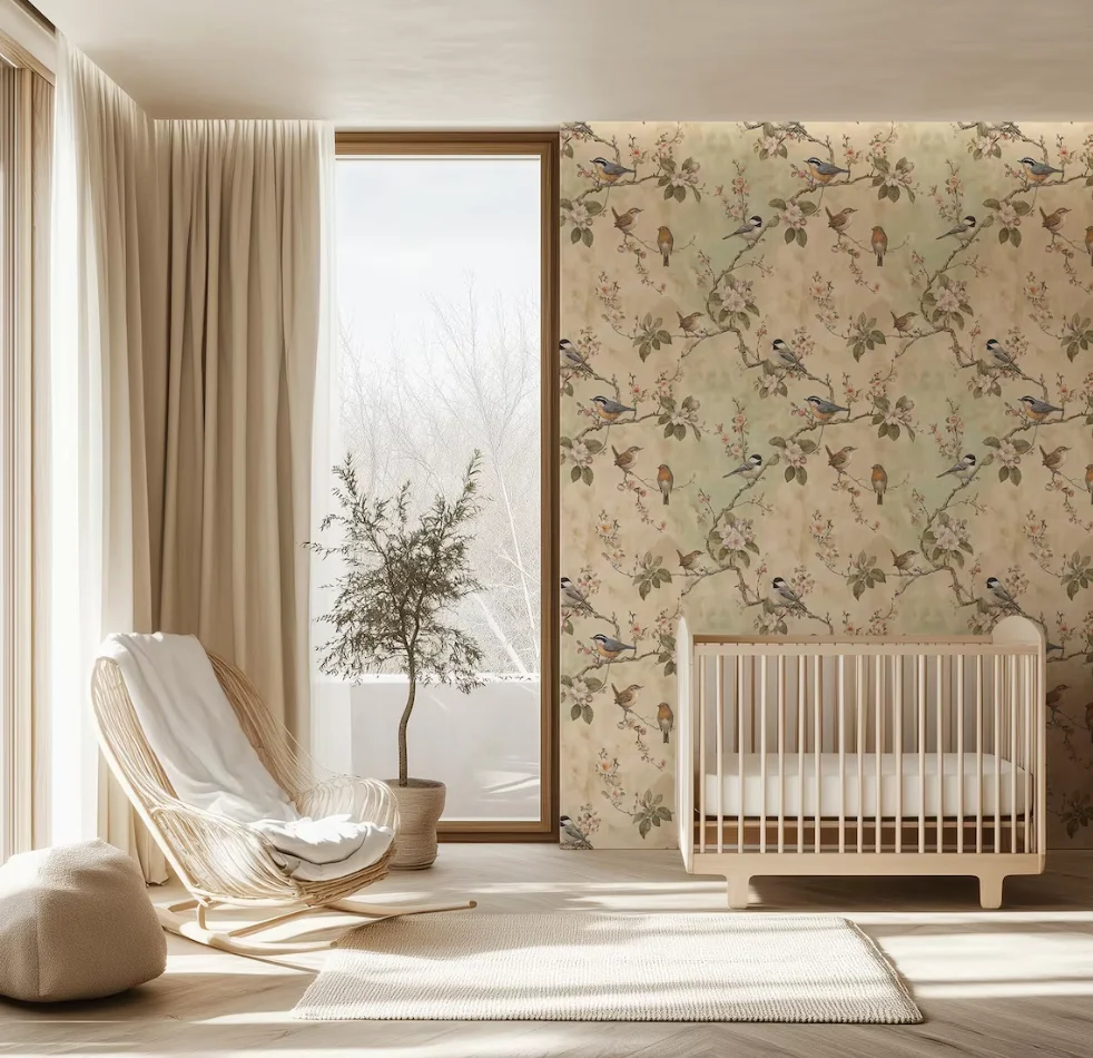 Customized Wallpaper Flower and Bird Wallpaper Retro Plant Mural Living Room Bedroom Children's Room Flower and Bird 3D Murals