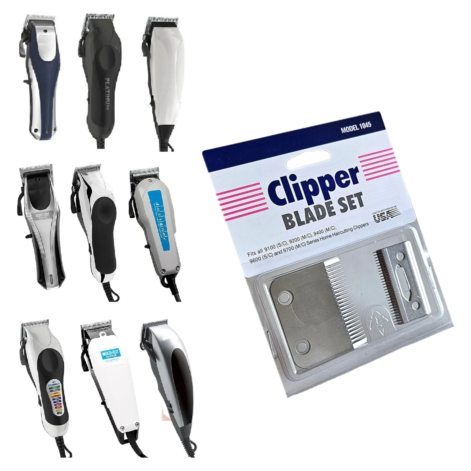 

Сменное лезвие Clipper 1045, совместимое с Wahl Basic/Multi-Cut/Premium/Deluxe 9100, 9200, 9400, 9600, 9700, 8640-500, домашний набор