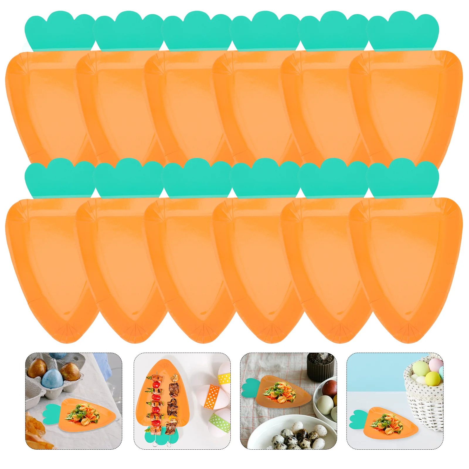 12 Pcs Carrot Paper Plate Hard Plastic Disposable Plates Party Trays Dish Easter Shape Serving Delicate Food Cake Dinner Shaped