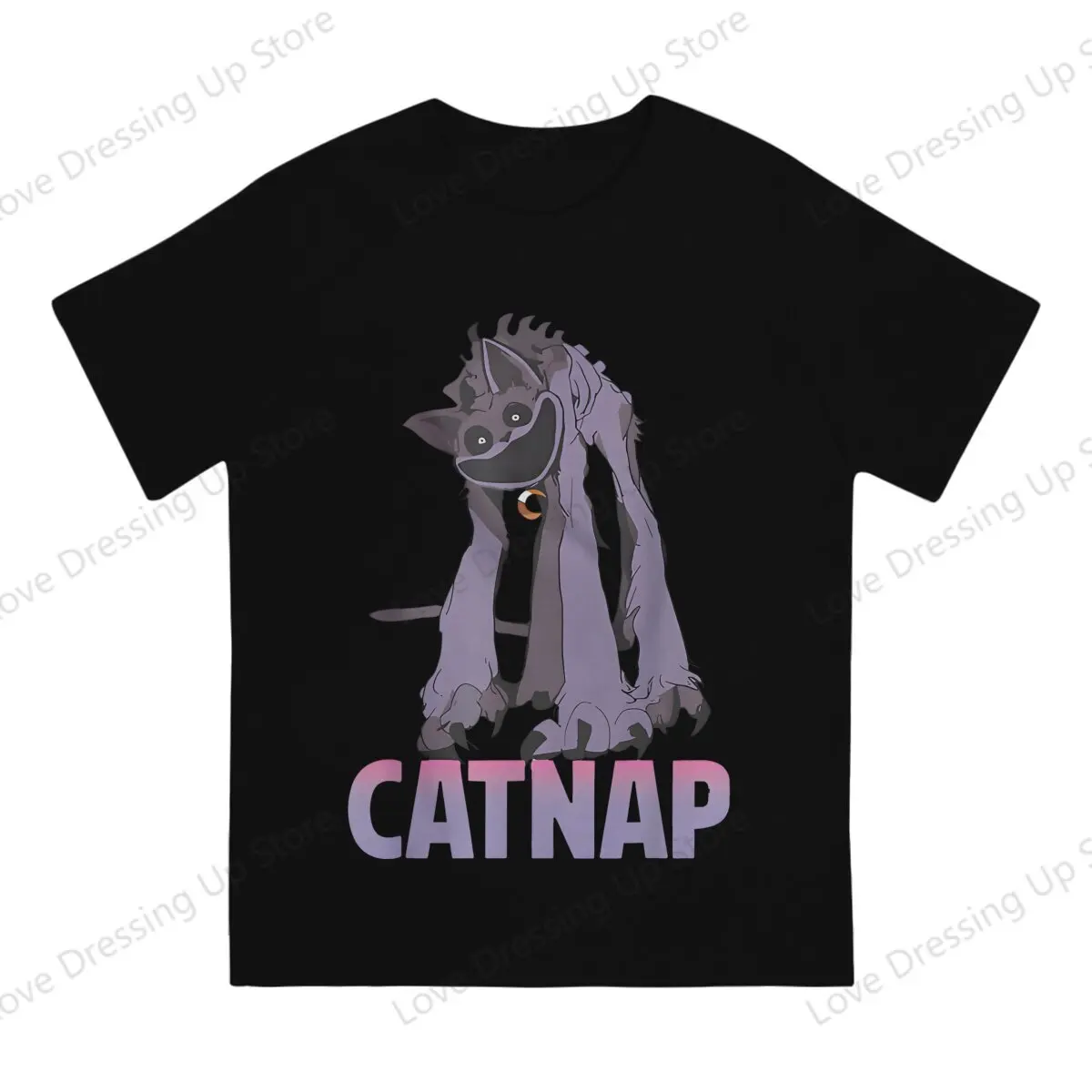 Smiling Critters Horror Game Catnap T Shirt Vintage Homme Men's Tshirt Cotton  Men Clothing