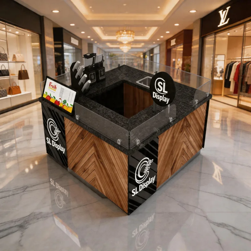 custom.2027 Fashion Design Shopping Mall Glass Jewelry Kiosk Customized Order Counter Display
