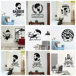 Creative Barber Art Vinyl Wall Sticker for Barber Shop Hairstyle Decotation Wall Decals Wallpaper Stickers Murals Wall Decor