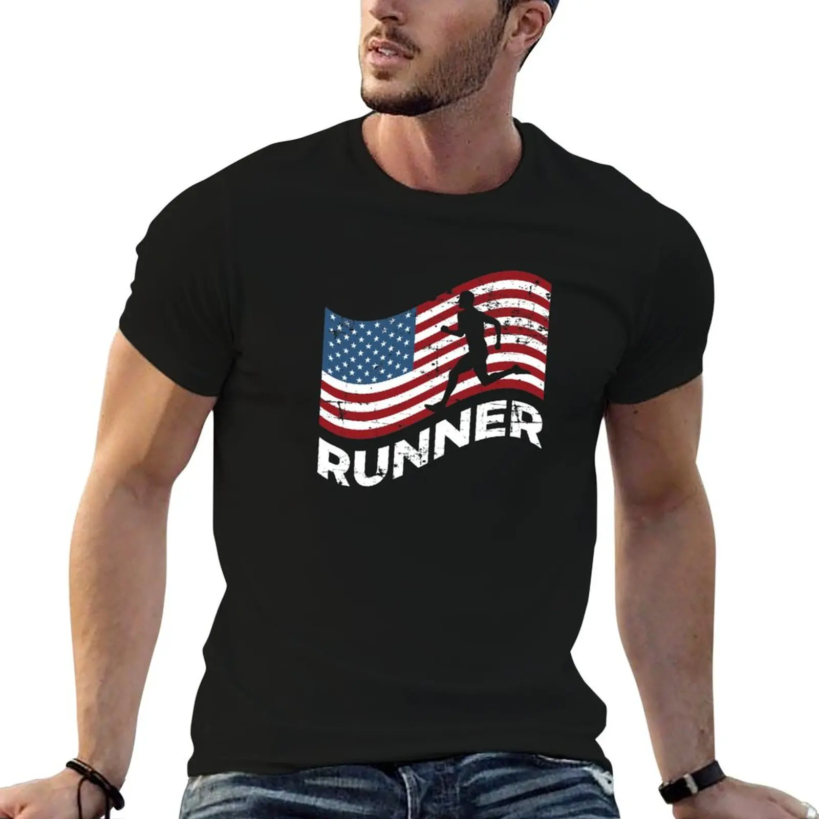 USA Running Track And Field Marathon T-Shirt custom shirt sports fans for a boy baggy shirts cotton t shirt men