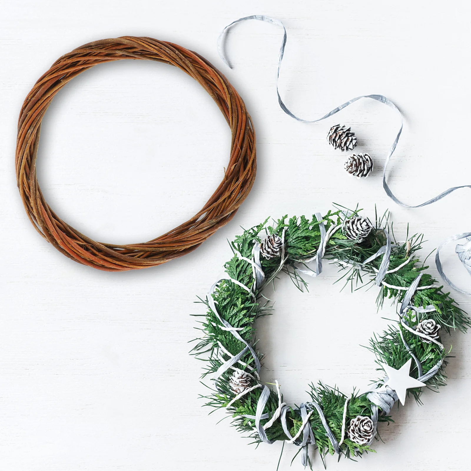 

1pc Wicker Wreath For Craft Diy Natural Plain Small Wreaths Floral Frame Christmas Decor Hanging Wreath Crafts Party Supplies
