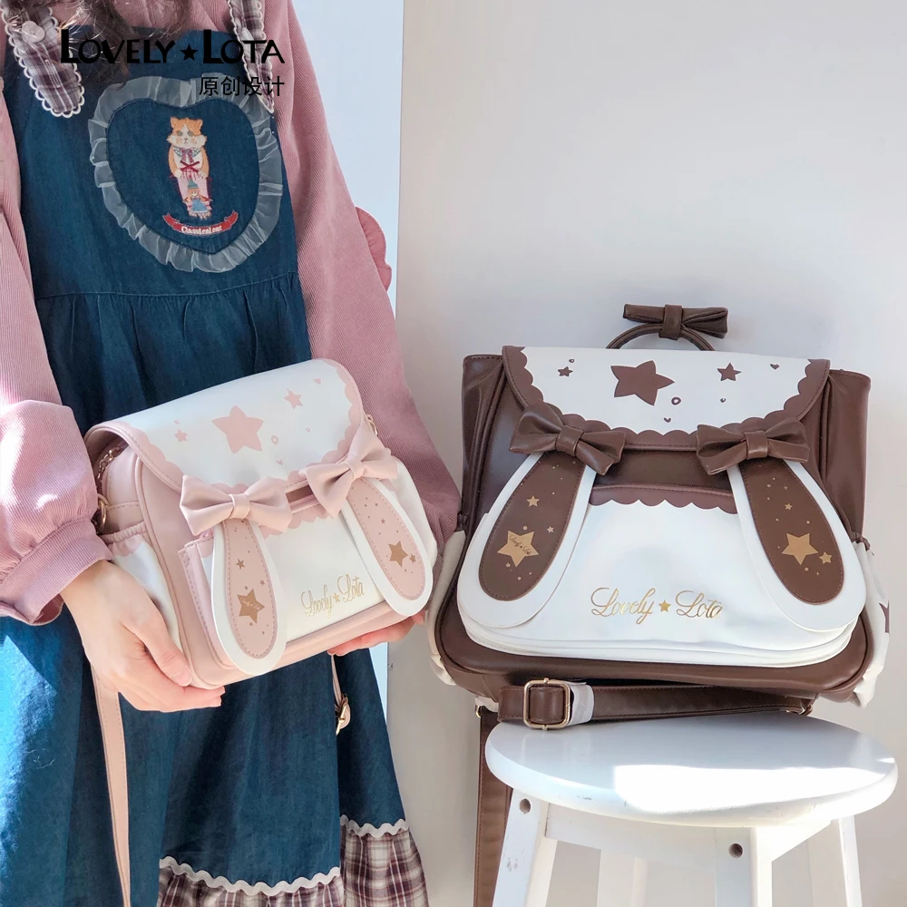 

Original Sweet Cute Lolita Star Moon Rabbit Crossbody Shoulder Bag Women's Lambskin Textured Girl Versatile Crossbody Bag Female