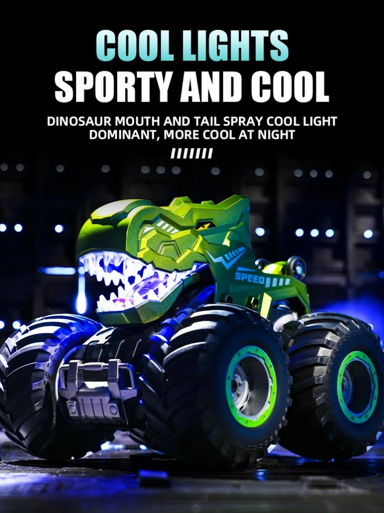 2.4G Remote Control Stunt Car with Sound Lights Spray RC Climbing Cars Mechanical Dinosaur Vehicle Tumbling Stunt Cars Kids Toys