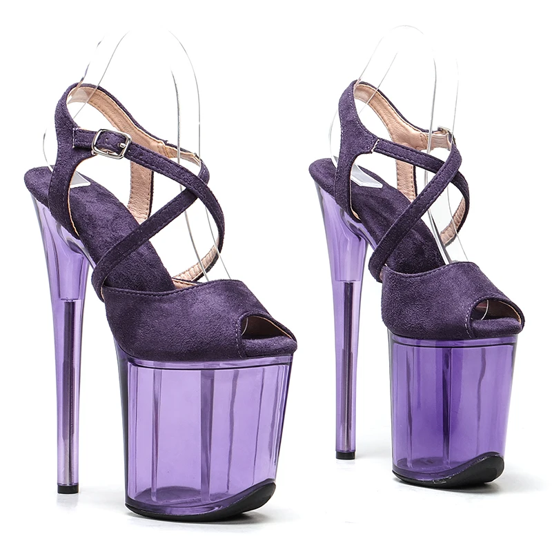 Leecabe 20cm/ 8inches Suede Upper Lady Fashion Platform High Heel Pole Dance Sandals Shoes