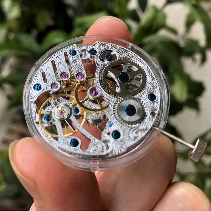 Genuine Mechanical ETA6497 Model St3600SK SILVER Manual Skeleton Hollow Out Carved Flowers Movement Parts Repair Replace JX1014