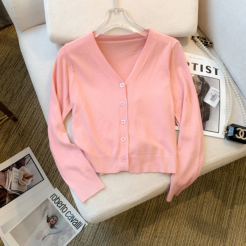 

NEW Winter Fashion Coat All Season Single Breasted Solid Color Knitted Cardigan Multi Color V-neck Long Sleeve Female Clothing