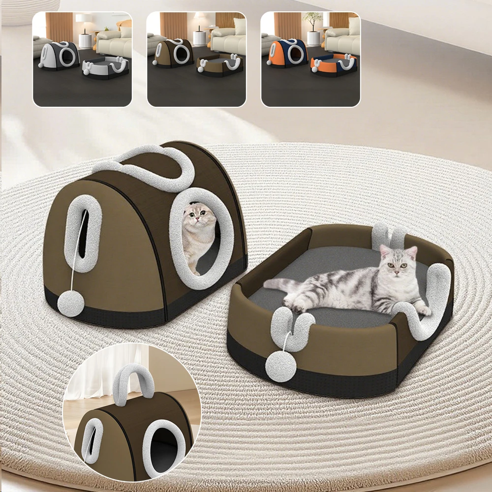 

4-Season Cat Nest Closed Cat House Pet Bed Foldable Warm Thickened Removable Deep Sleep Dog Nest Cat Tents 고양이 침대 Casa Para Gato