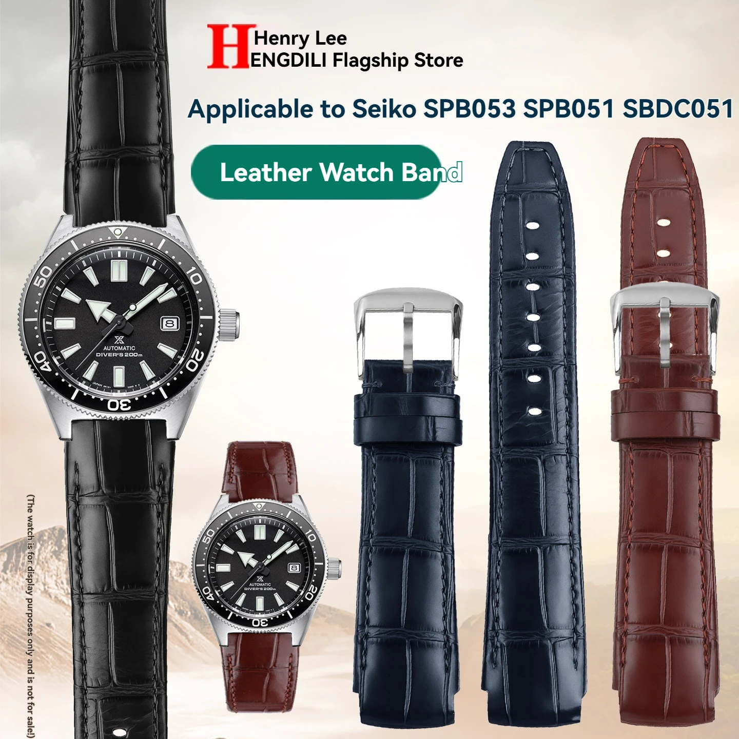 20mm Cowhide Watchband For SEIKO PROSPEX series SPB053 SPB051 SBDC051/053/055 Genuine Leather Strap Men's Bracelet
