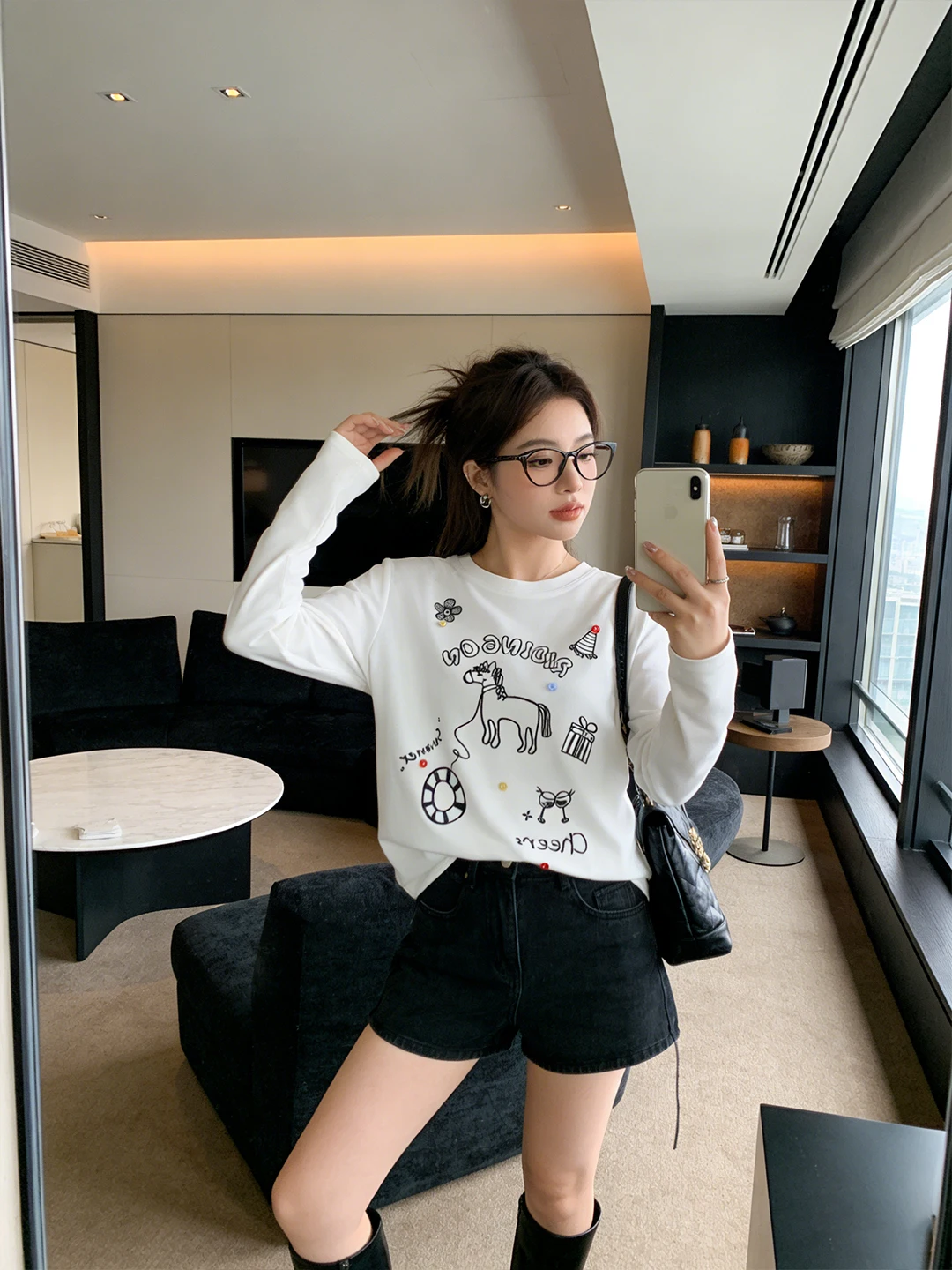 

Spring Autumn Casual Long Sve T-irt Women's Loose Slimming Versatile White Top Breathable Comfortable Stand Fit round...