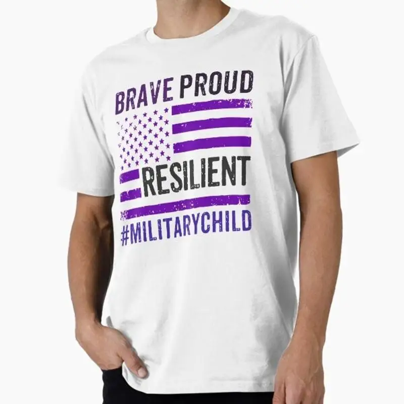 T-shirt pour enfants militaires Brave Proud Resilent, fabriqué aux États-Unis, AUS M 2XL