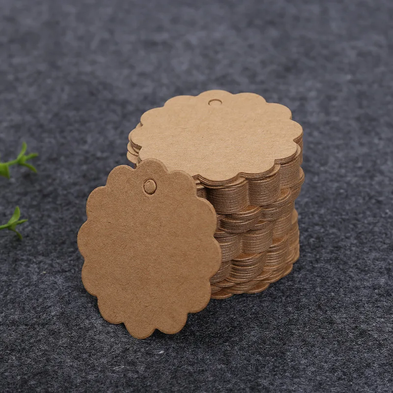 100pcs 5-6cm Round Tags Retro Kraft Paper Cards Baking Accessories Gift Bags Boxes Hang Tag Blank Packing Labels Handmade Crafts