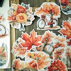 1 Set Autumn Scenery Stickers Decorative Labels Scrapbooking Collage Material Journal Supplies Journaling Stationery Supplies