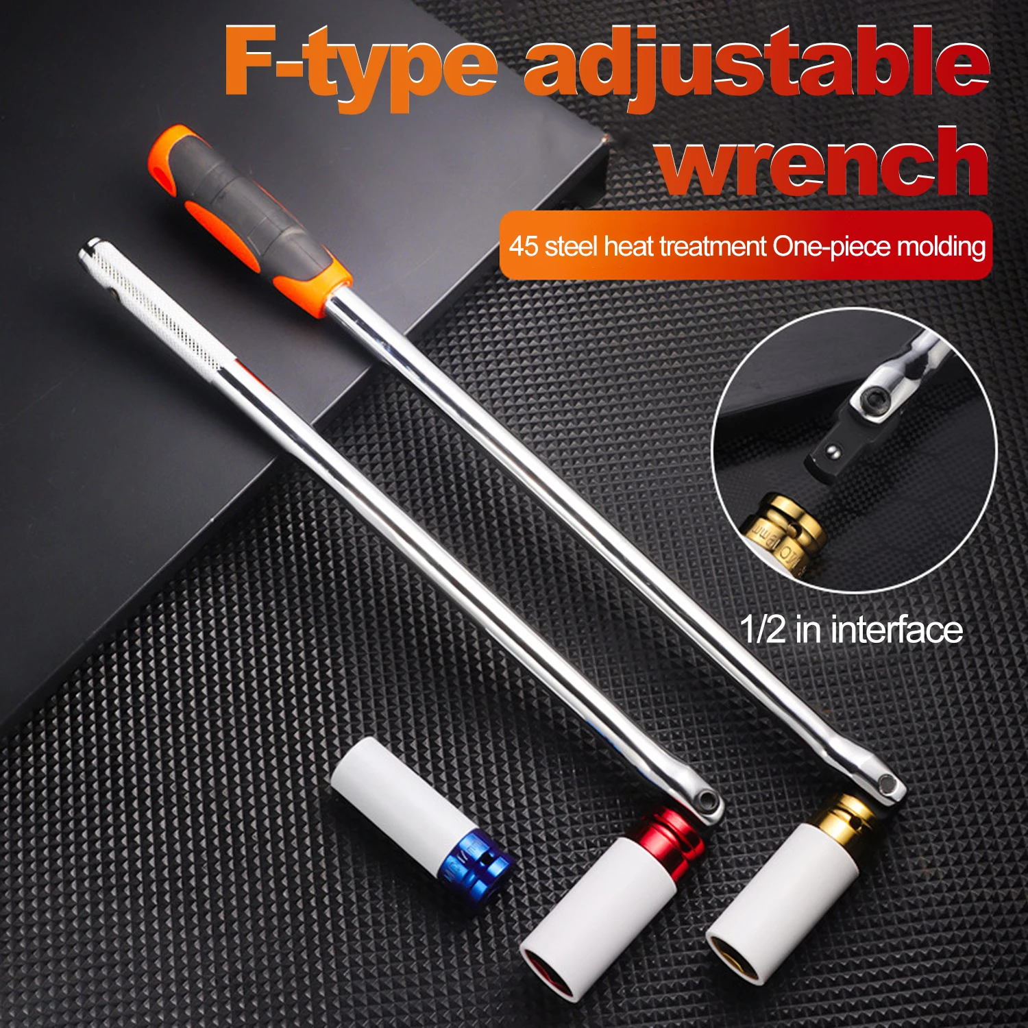 1/2'' F Rod Wrench Socket 15/18'' Torque Wrench Long Force Bar Activity Head Strong Lever Steering Handle Repair Tool
