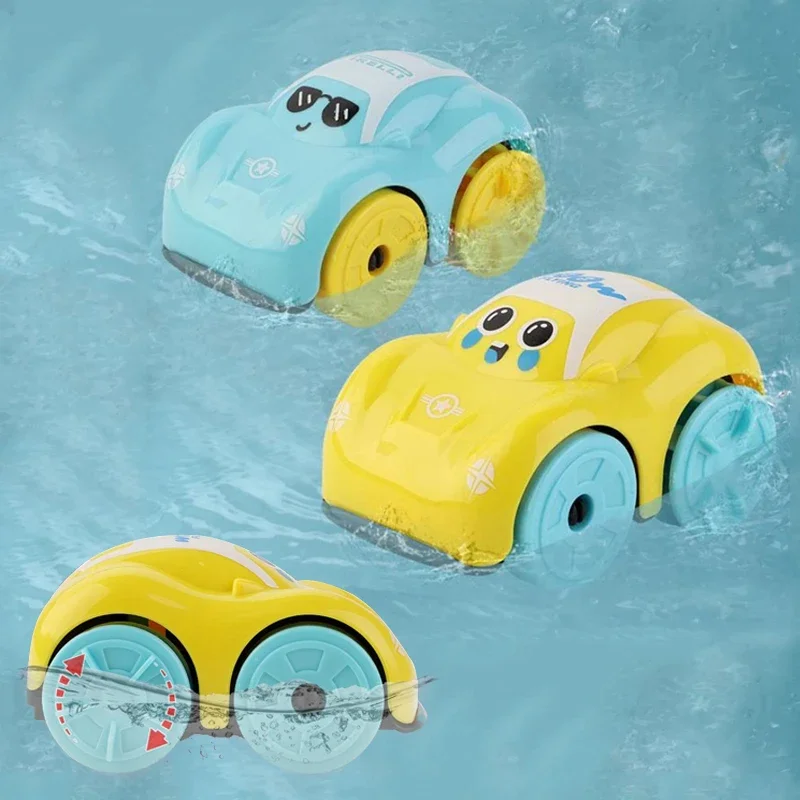 

Children Bath Water Playing Toys Clockwork Car Cartoon Vehicle Baby Bath Toy Kids Gift Amphibious Cars Bathroom Floating Toy