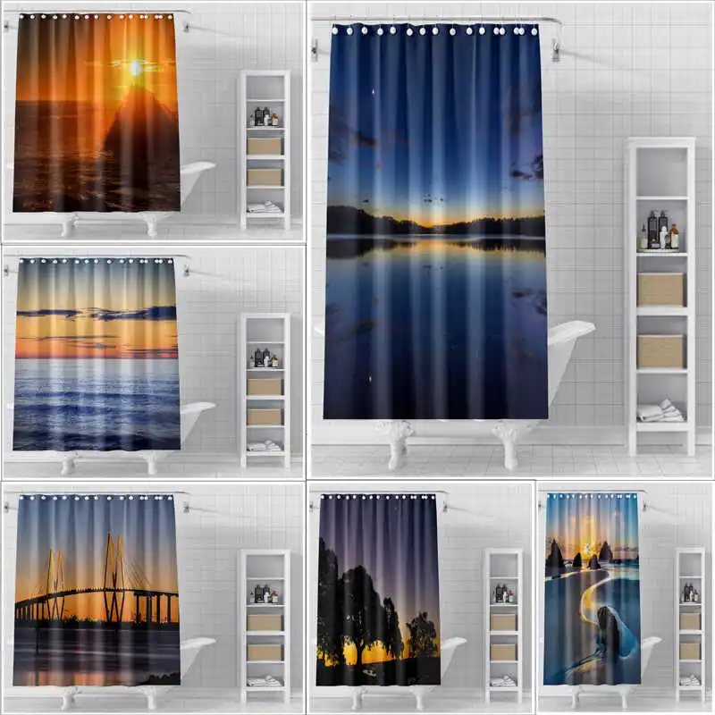 

Nature Inspired Sunset Shower Curtain - Waterproof Extra Thick and No Drill Install