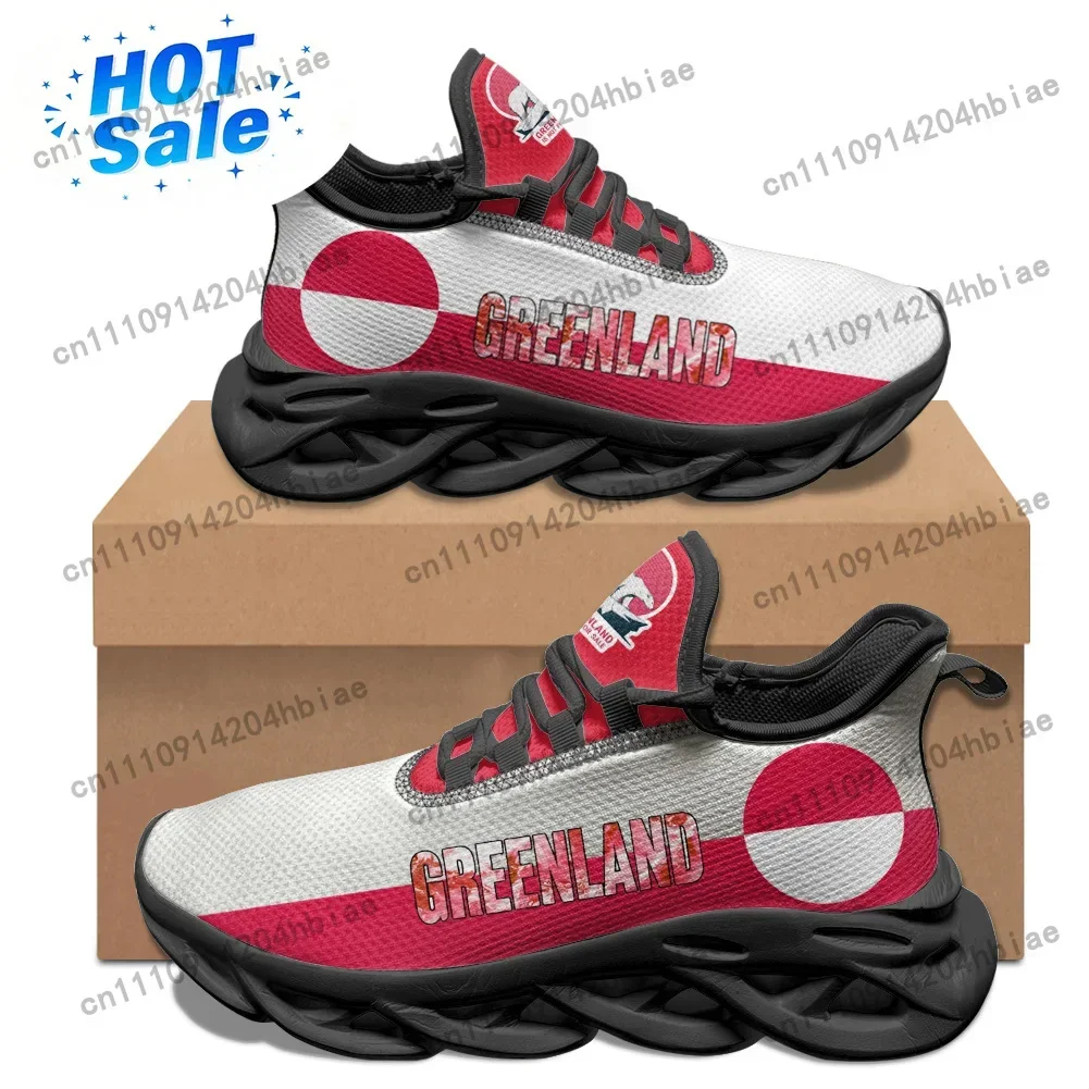 GREENLAND Flag Print Flats Sneakers Mens Womens Sports Shoes High Quality Sneaker Lace Up Mesh Sneakers Customization Shoe