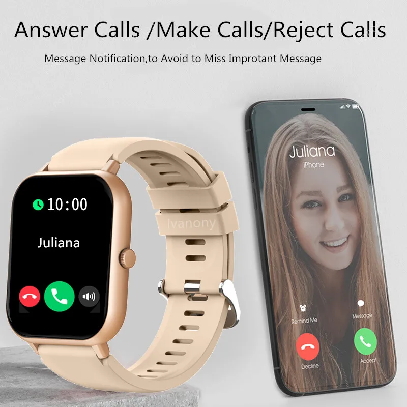 Smartwatch Męski Damski Połączenia Bluetooth Asystent Głosowy AI Zegarek na Rękę Zdalne Sterowanie Muzyką Ekran Kwadratowy 1,83 cala Monitor Aktywności Sportowej