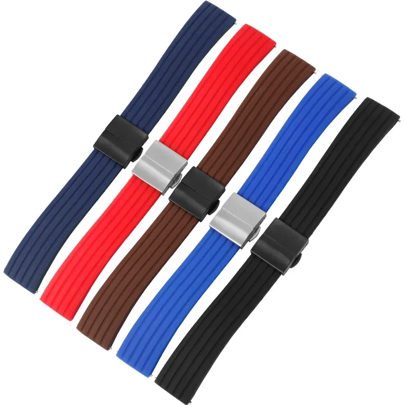 General Brand Rubber Watchband with 16/17/18/19/20/21/22/23/24mm Flat Interface Silicone Watch Strap