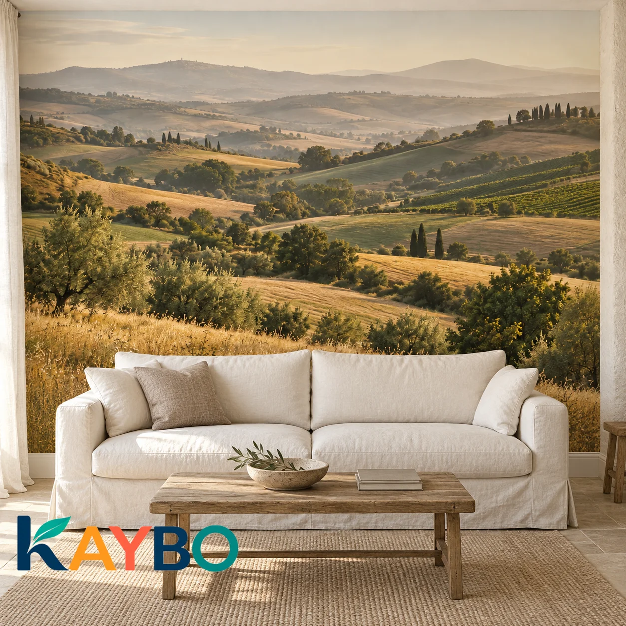 Tuscan Landscape Wall Mural Italian Countryside Vineyard Scenic Wallpaper Non Self Adhesive Living Room Bedroom Rustic Wall Arts